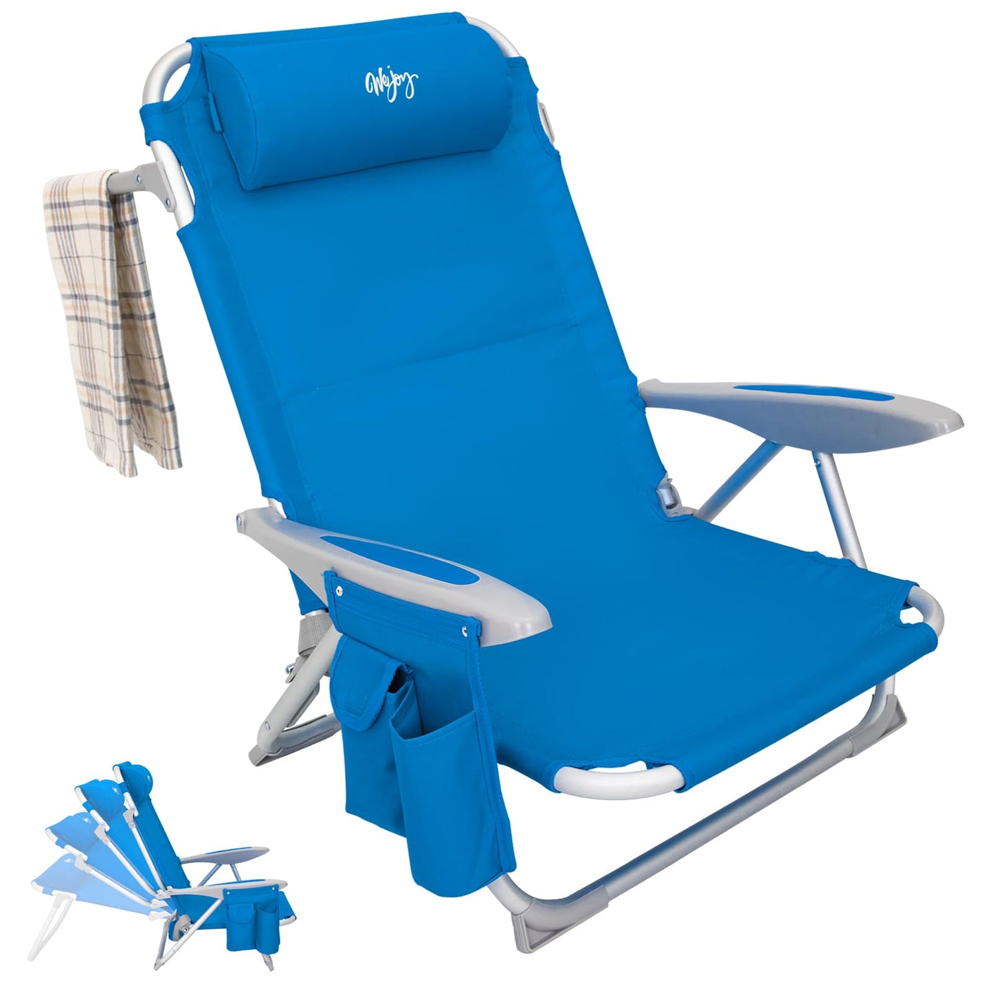 WEJOY Adjustable 4-Position Portable Reclining Beach Chair ¡¸2024 New Color¡¹