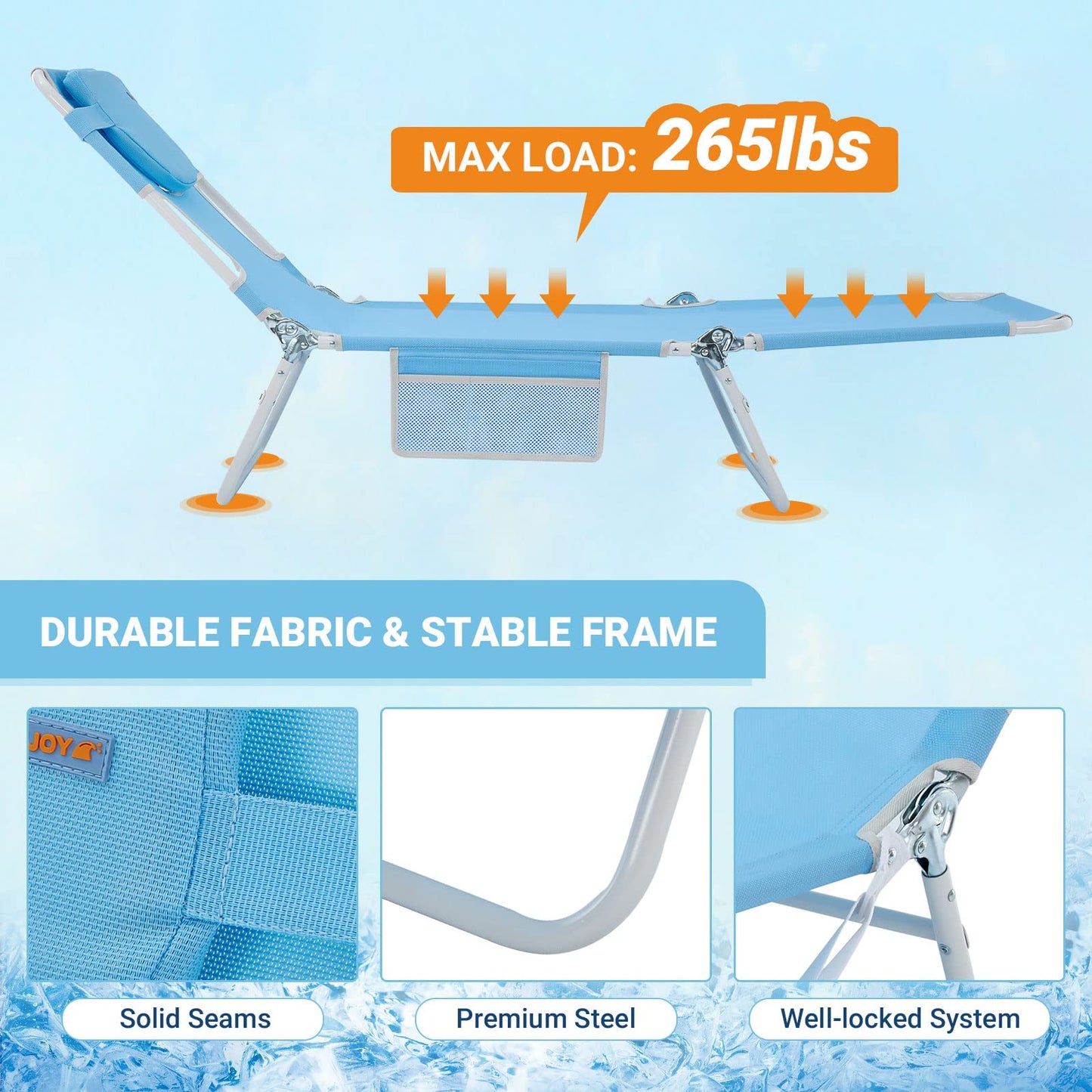 WEJOY 2 Pack Adjustable Tanning Sunbathing Lounge Chair With Face Down Hole