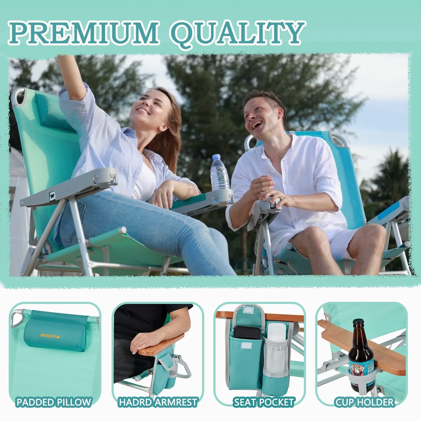 WEJOY 2-Pack Lightweight Portable Folding Beach Chair