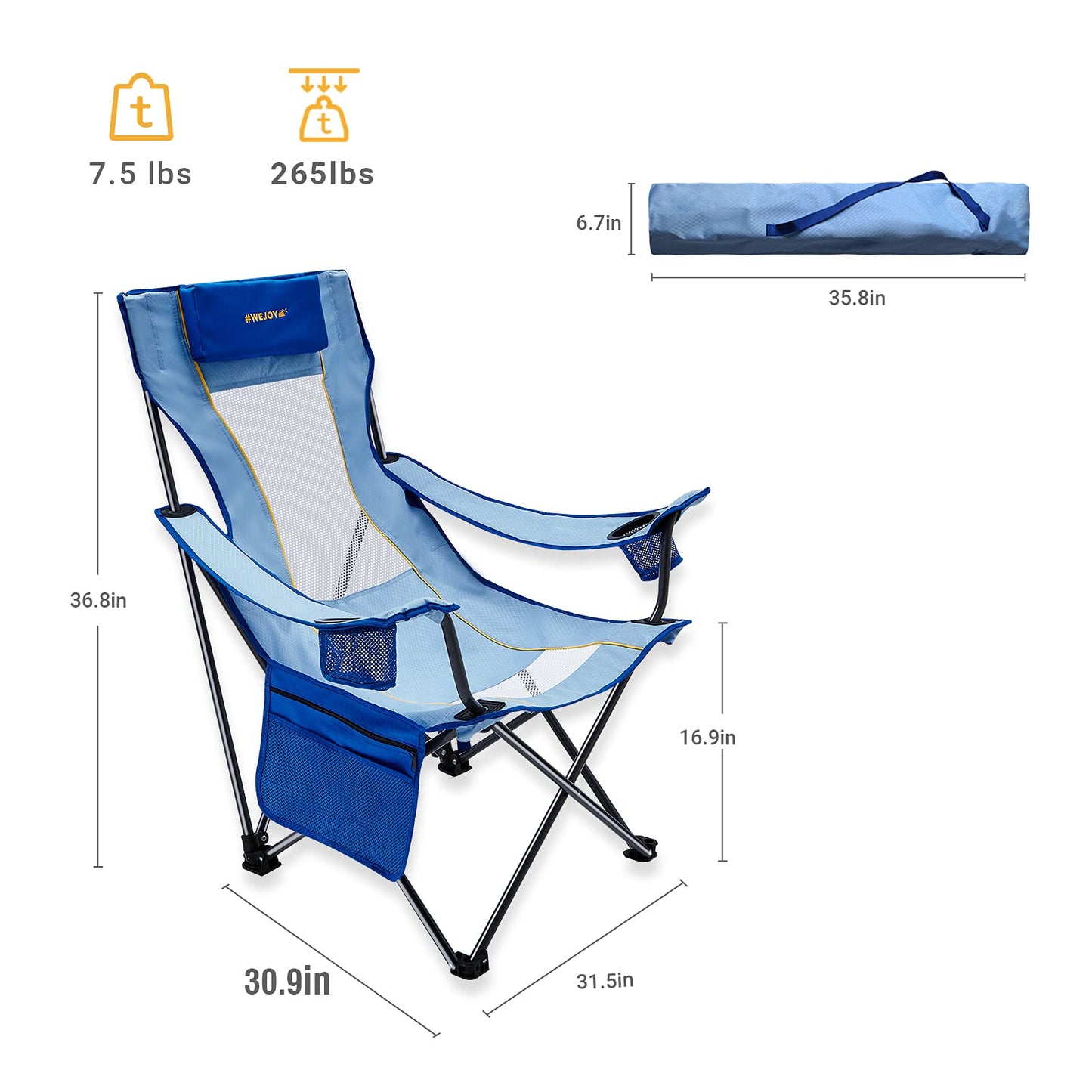 WEJOY Folding Mesh Back Beach Chair