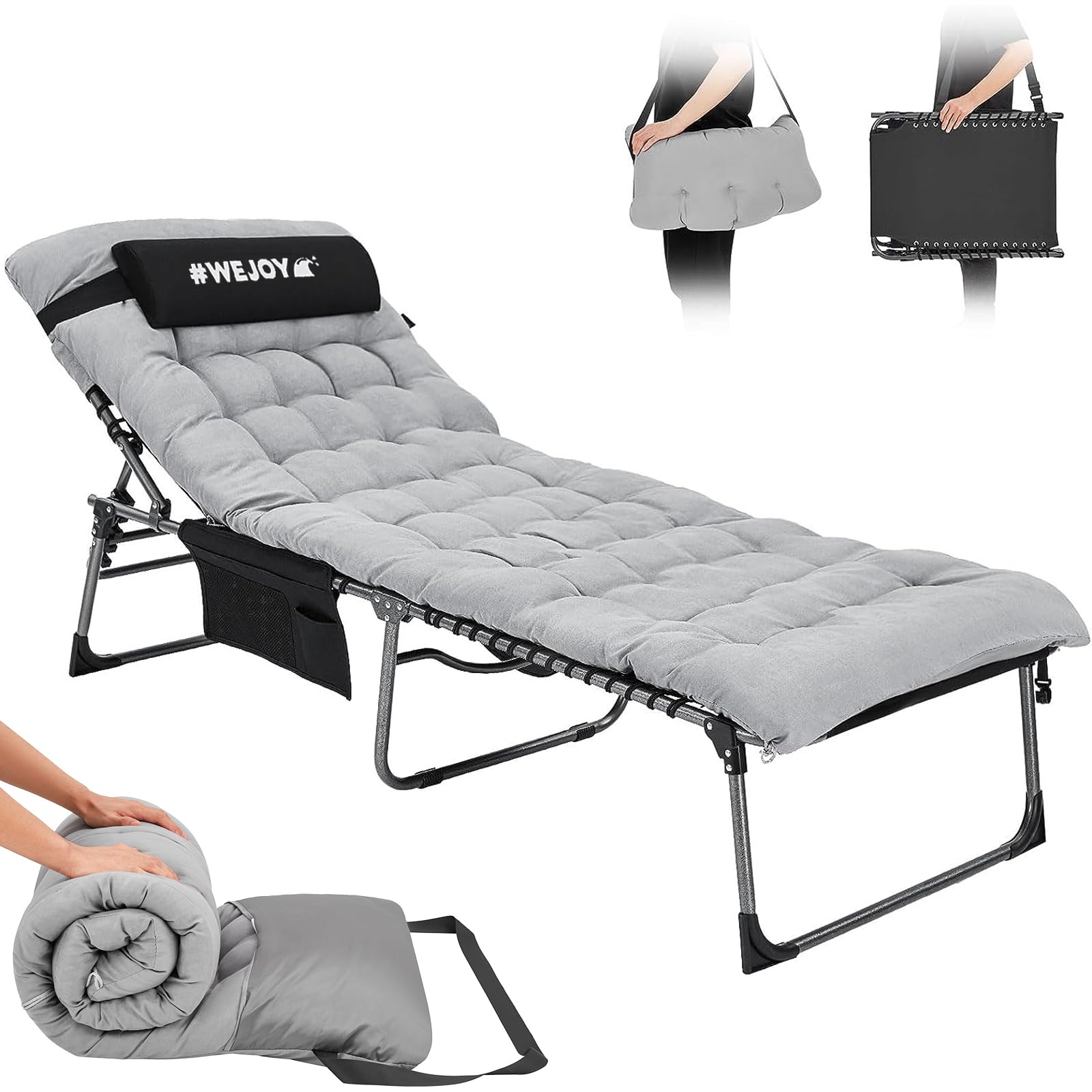 thumbnail image 2 of WEJOY Folding Tanning Chair With Canopy Shade, Portable 2 of 10