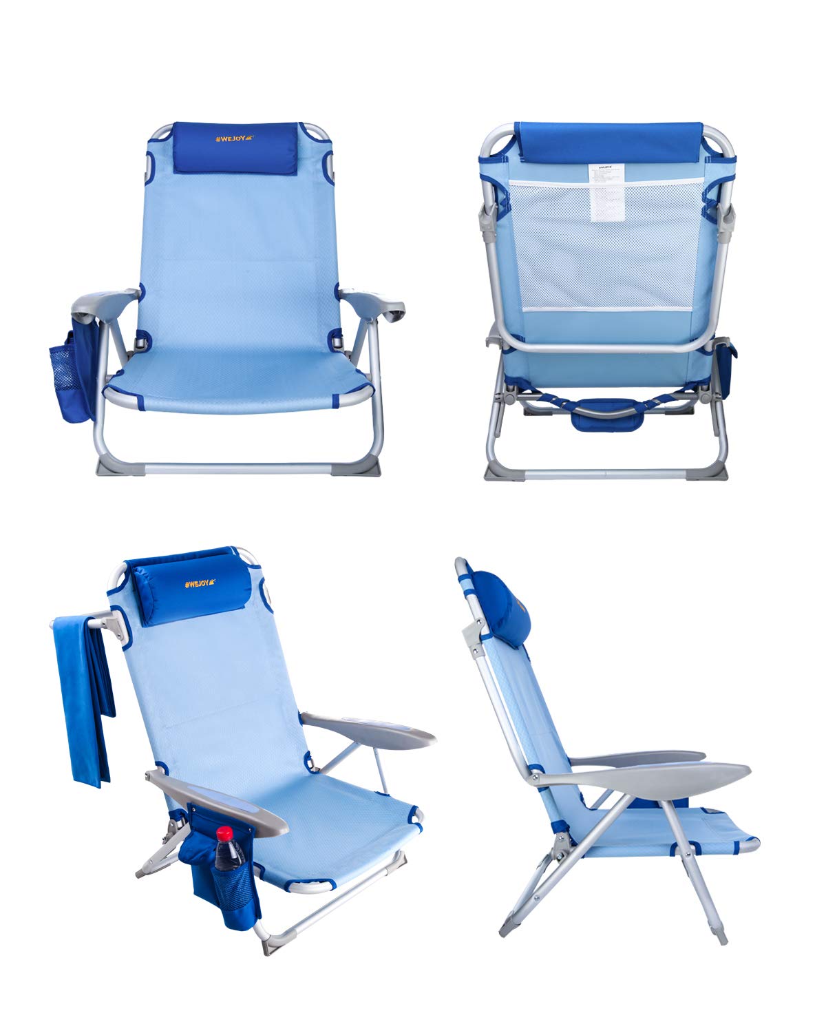 WEJOY Adjustable 4-Position Portable Reclining Beach Chair