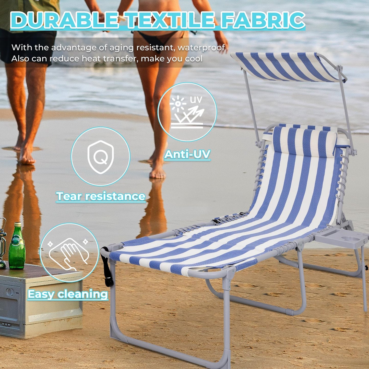 WEJOY Teslin Beach Lounge Chair Plus with Umbrella & Face Hole