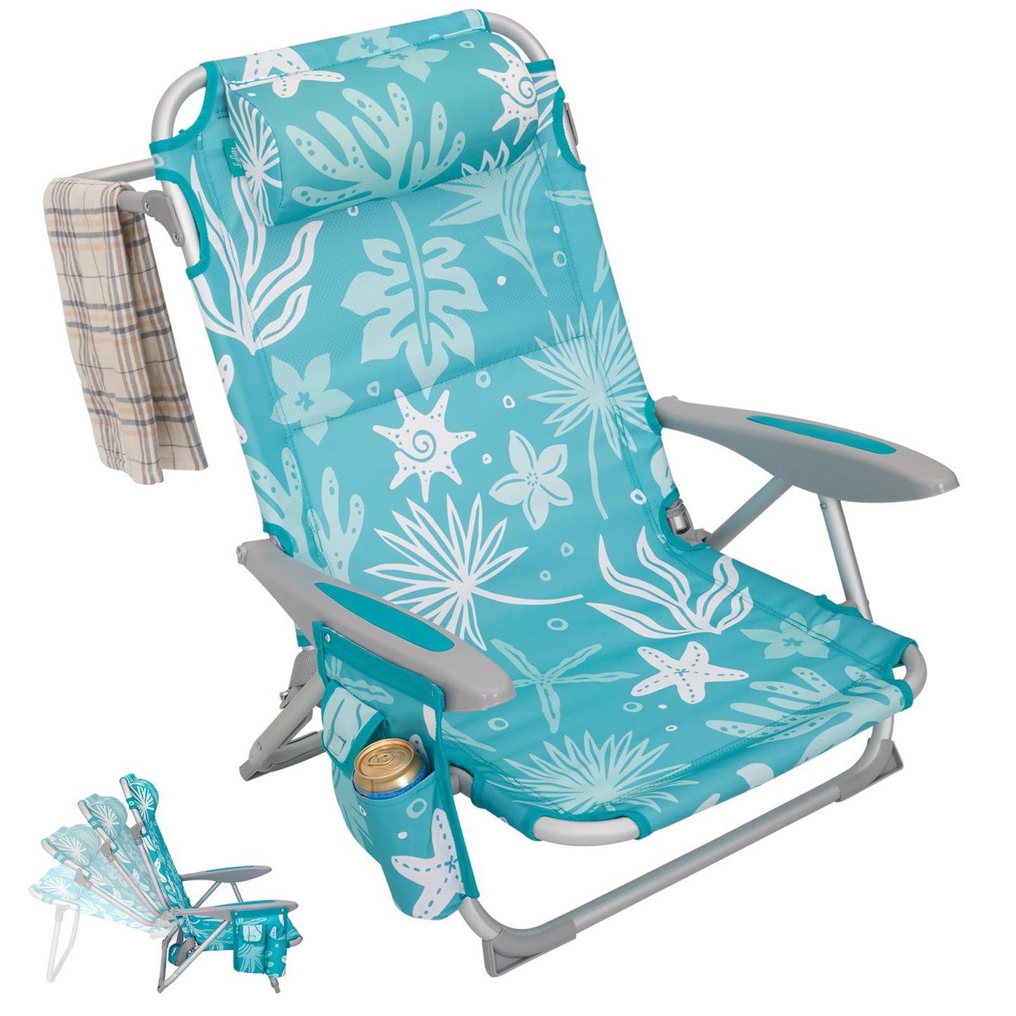 WEJOY Adjustable 4-Position Portable Reclining Beach Chair ¡¸2024 New Color¡¹