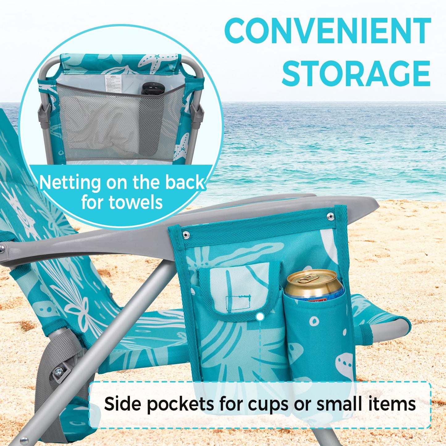 WEJOY Adjustable 4-Position Portable Reclining Beach Chair ¡¸2024 New Color¡¹