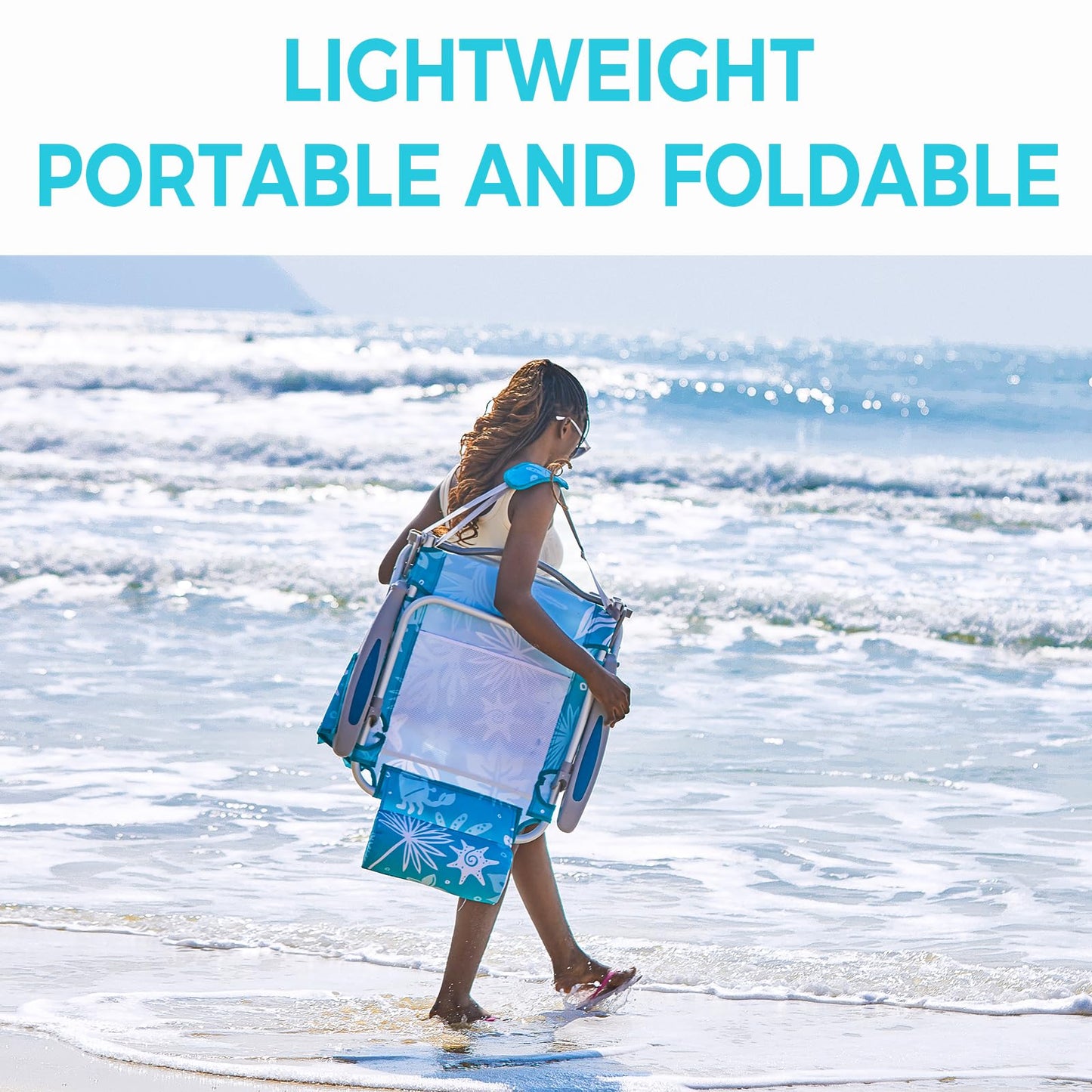 WEJOY Adjustable 4-Position Portable Reclining Beach Chair ¡¸2024 New Color¡¹