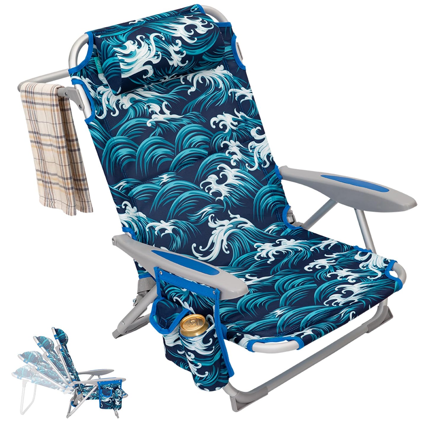WEJOY Adjustable 4-Position Portable Reclining Beach Chair ¡¸2024 New Color¡¹
