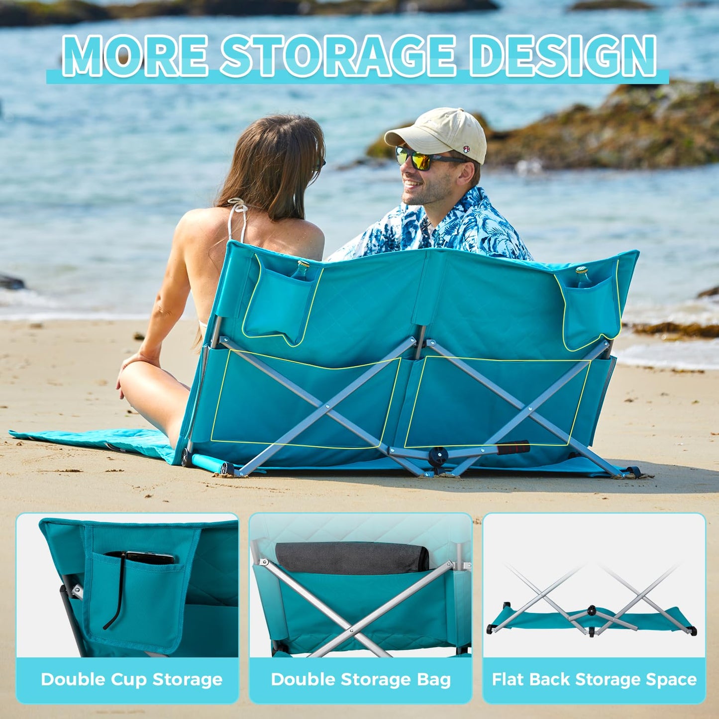 WEJOY Legless Lounger Chair - Ultra Lightweight Beach Mat with Back Support
