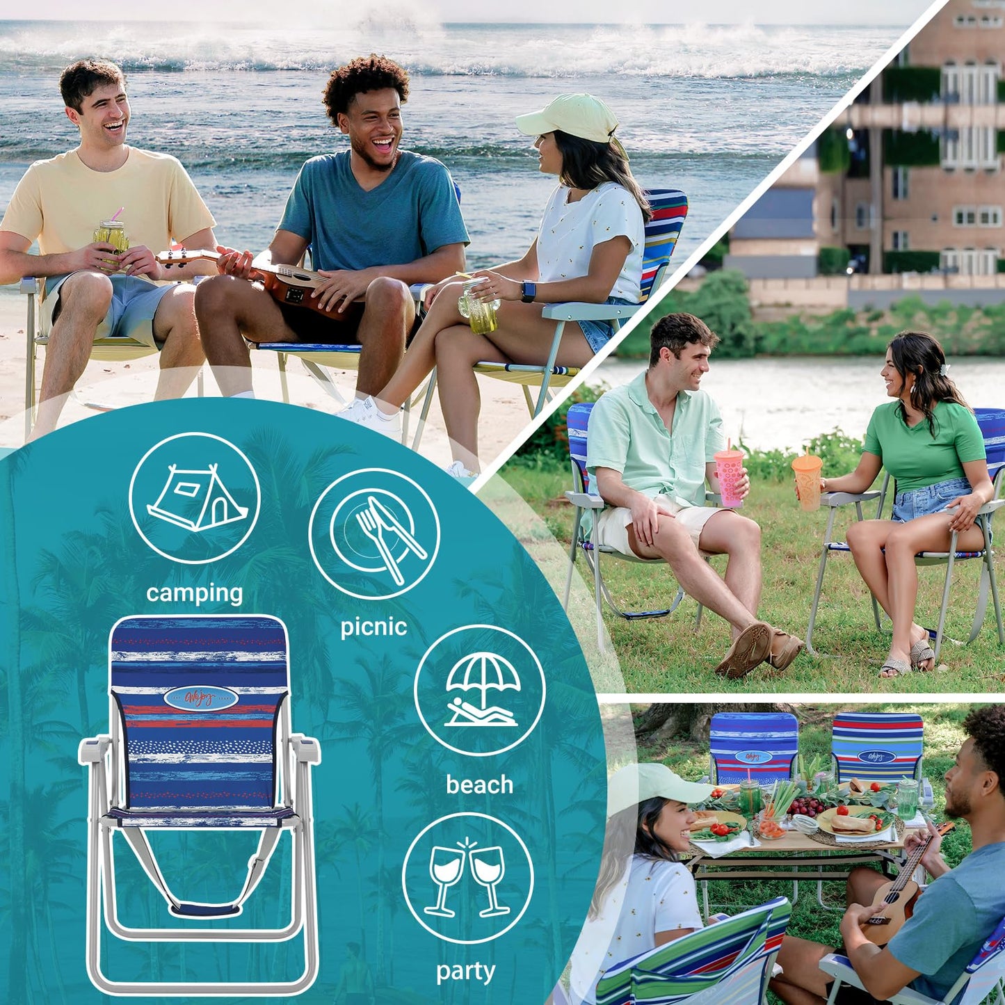 WEJOY Portable Folding High Back Lawn Beach Chair