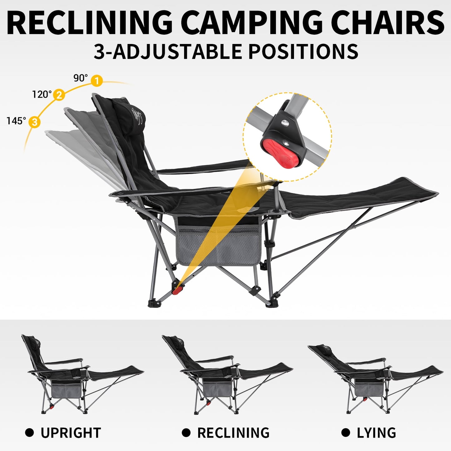 WEJOY Versatile 2-in-1 Padded 3-Position Adjustable Outdoor Folding Lounge Lawn Chair