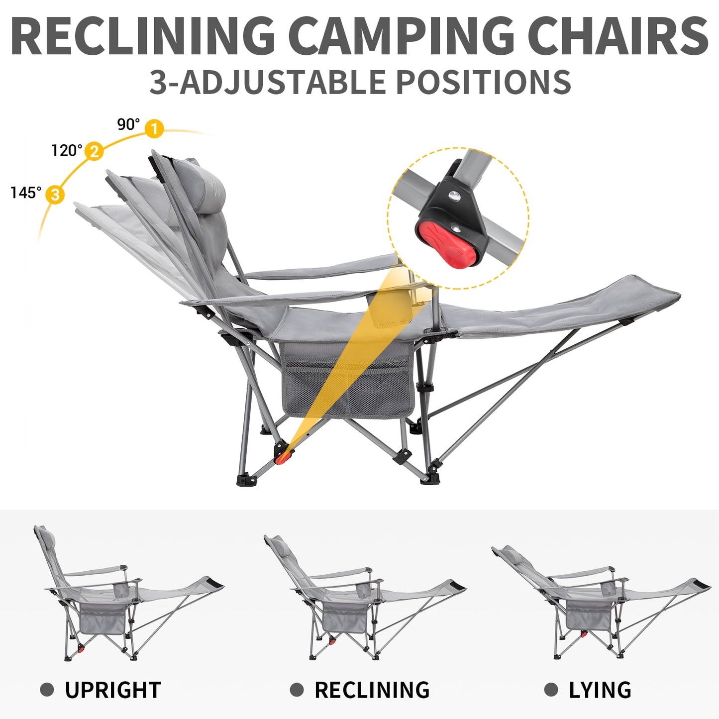 WEJOY Versatile 2-in-1 Padded 3-Position Adjustable Outdoor Folding Lounge Lawn Chair