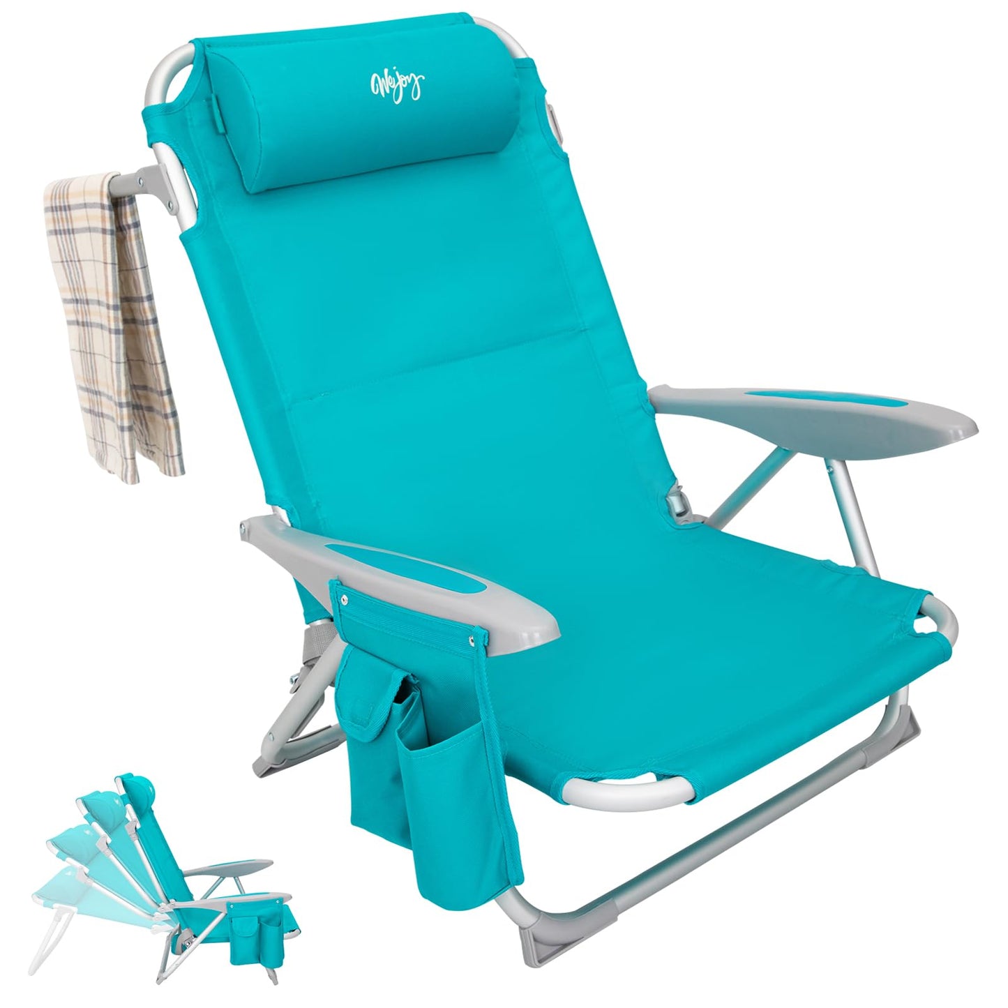 WEJOY Adjustable 4-Position Portable Reclining Beach Chair ¡¸2024 New Color¡¹