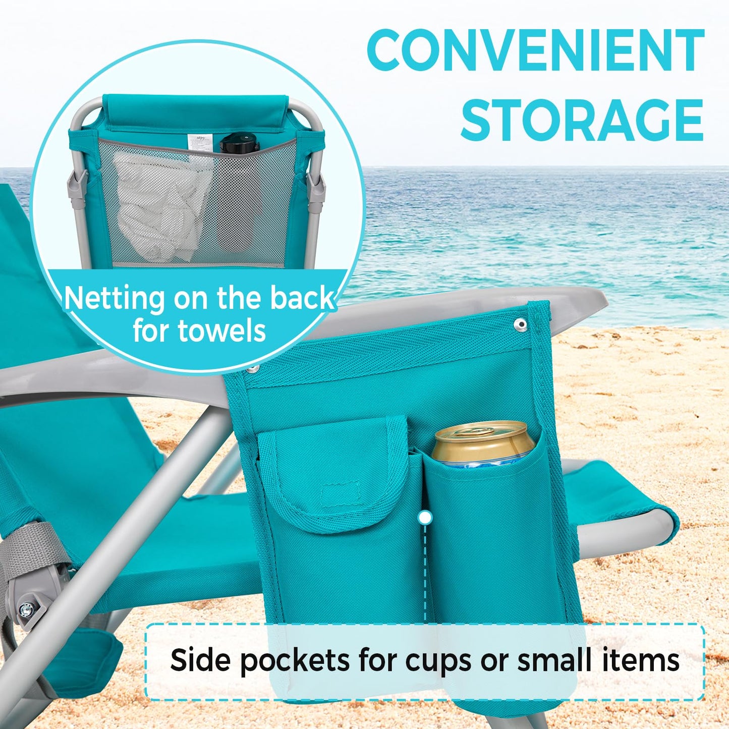 WEJOY Adjustable 4-Position Portable Reclining Beach Chair ¡¸2024 New Color¡¹