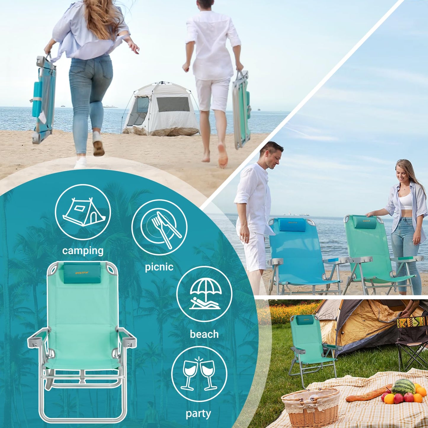 WEJOY Adjustable Lightweight High Back Lawn Beach Chair