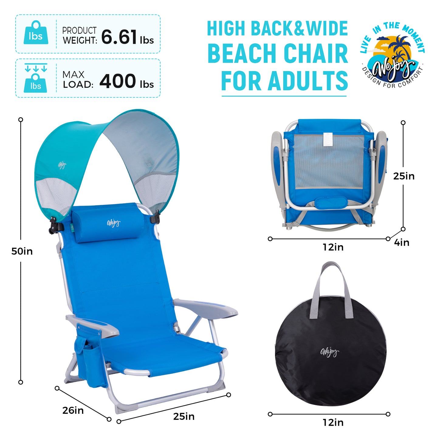 WEJOY WAVORA B10 PLUS Beach Chair with Canopy Shade