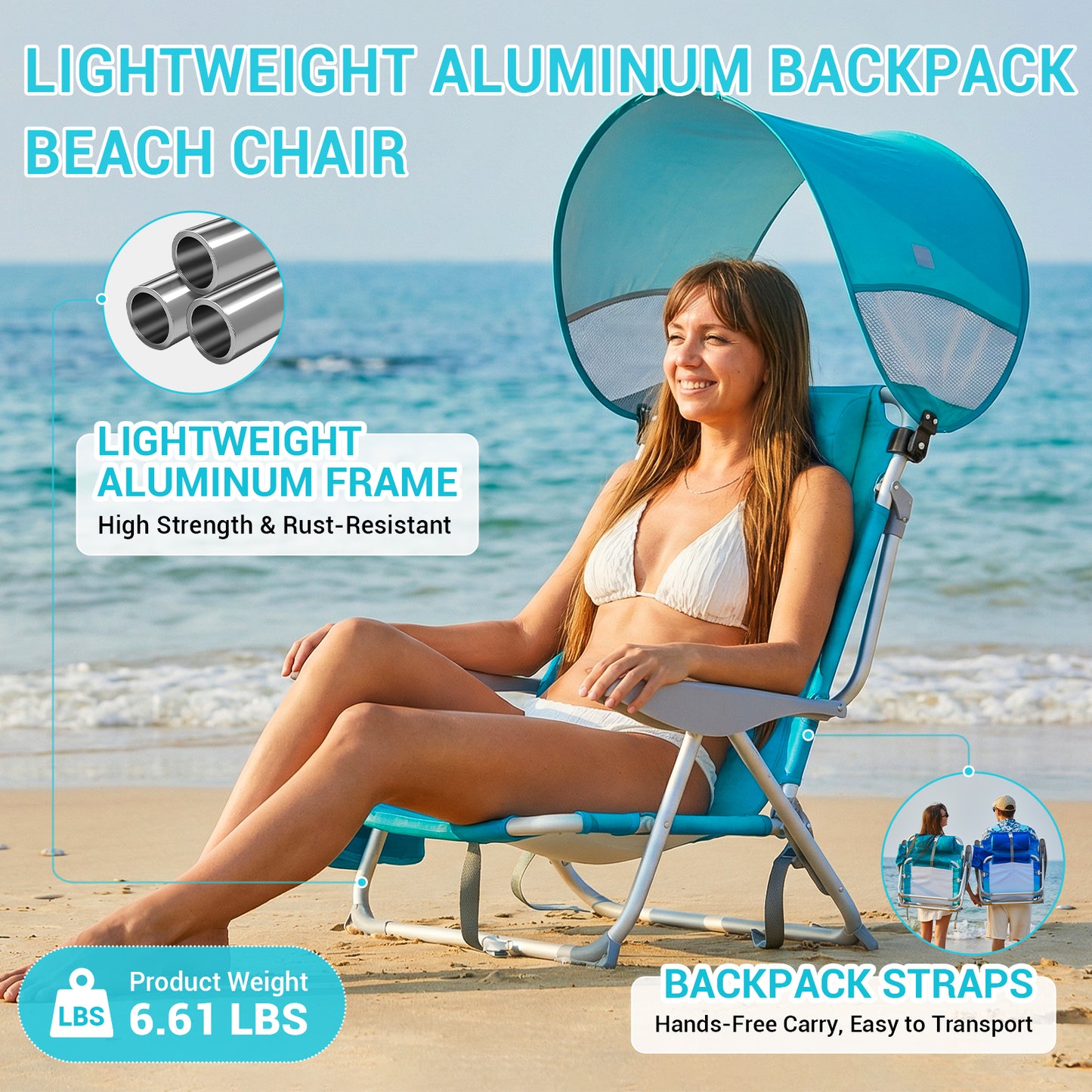 WEJOY WAVORA B10 PLUS Beach Chair with Canopy Shade