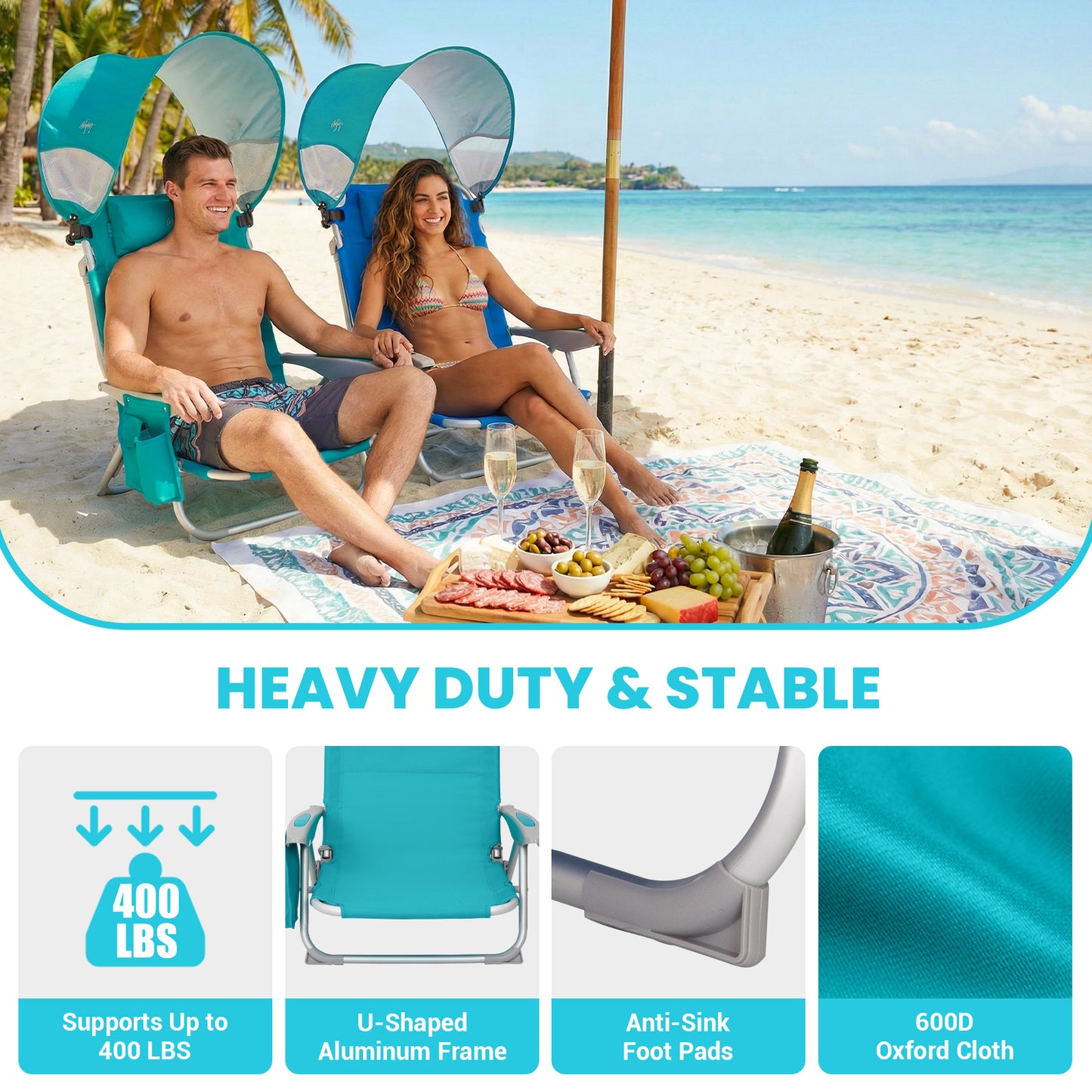 WEJOY WAVORA B10 PLUS Beach Chair with Canopy Shade