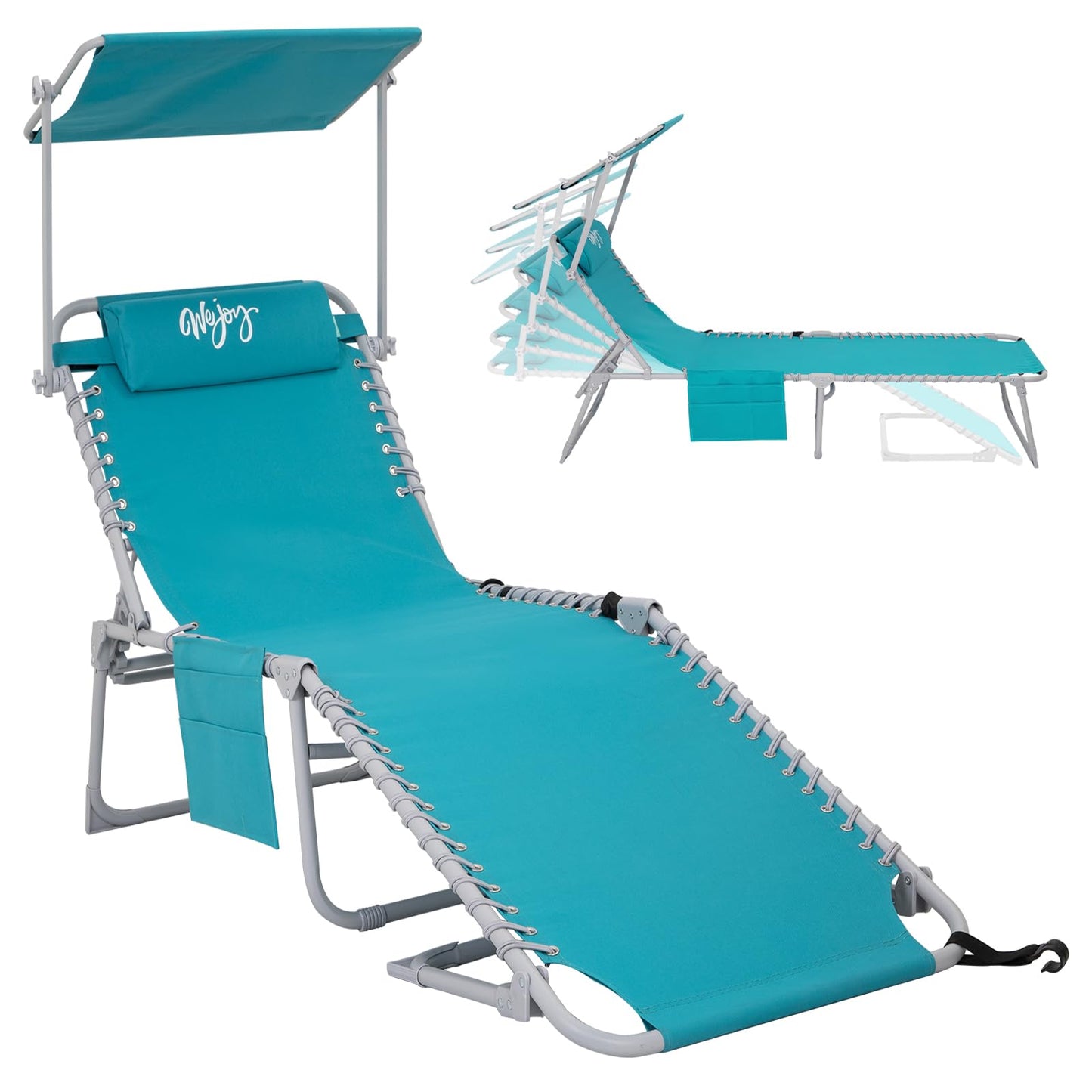 WEJOY Classic Portable Lounge Chair with Canopy Sun Shade