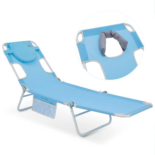 WEJOY Adjustable Tanning Sunbathing Lounge Chair With Face Down Hole