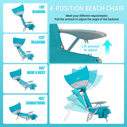 WEJOY WAVORA B10 PLUS Beach Chair with Canopy Shade