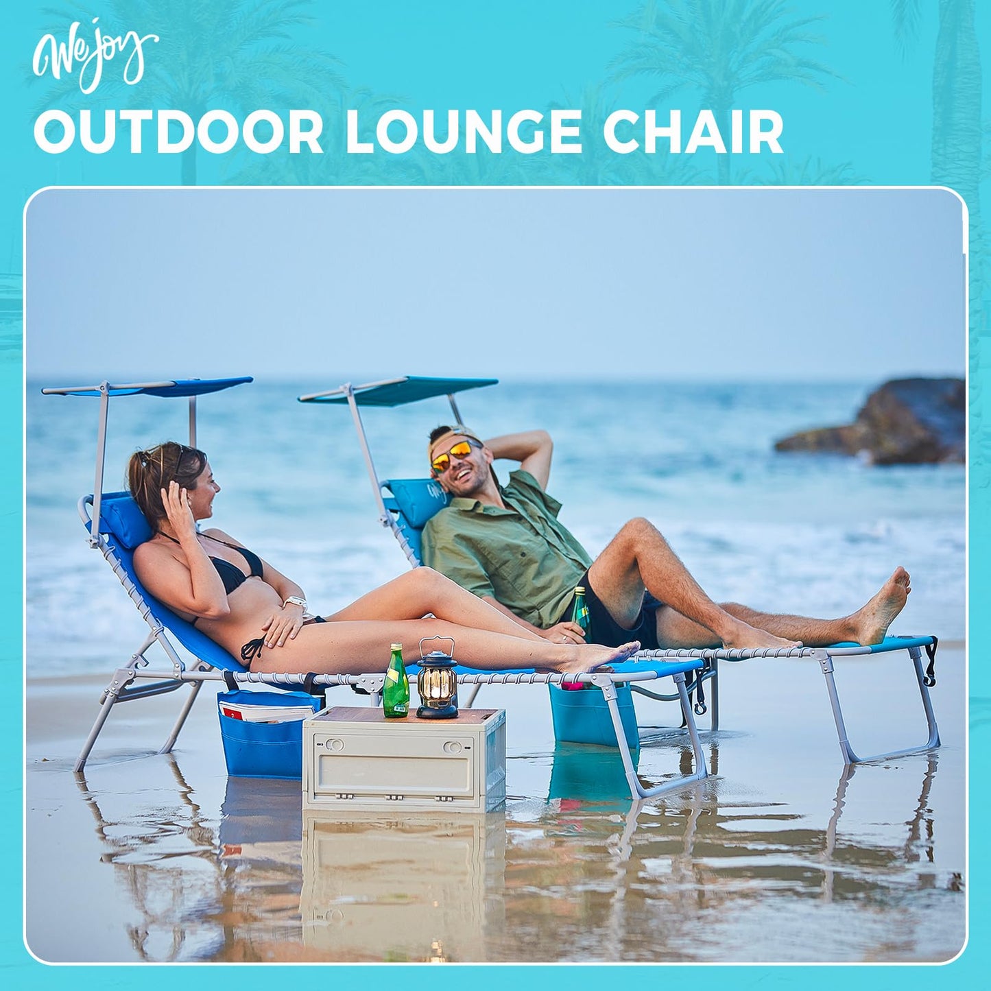 WEJOY Classic Portable Lounge Chair with Canopy Sun Shade