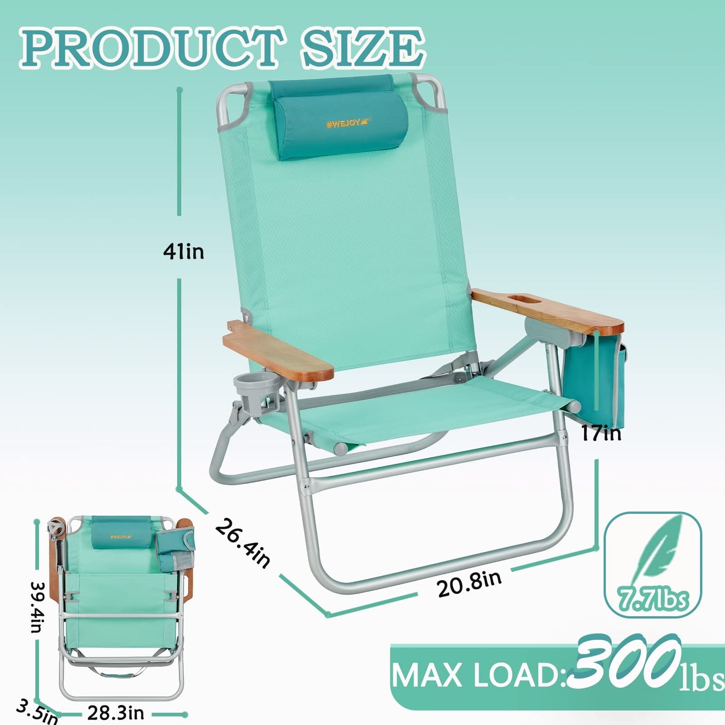 WEJOY 2-Pack Lightweight Portable Folding Beach Chair