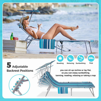 WEJOY Premium Adjustable Beach Lounge Chair Sun Loungers