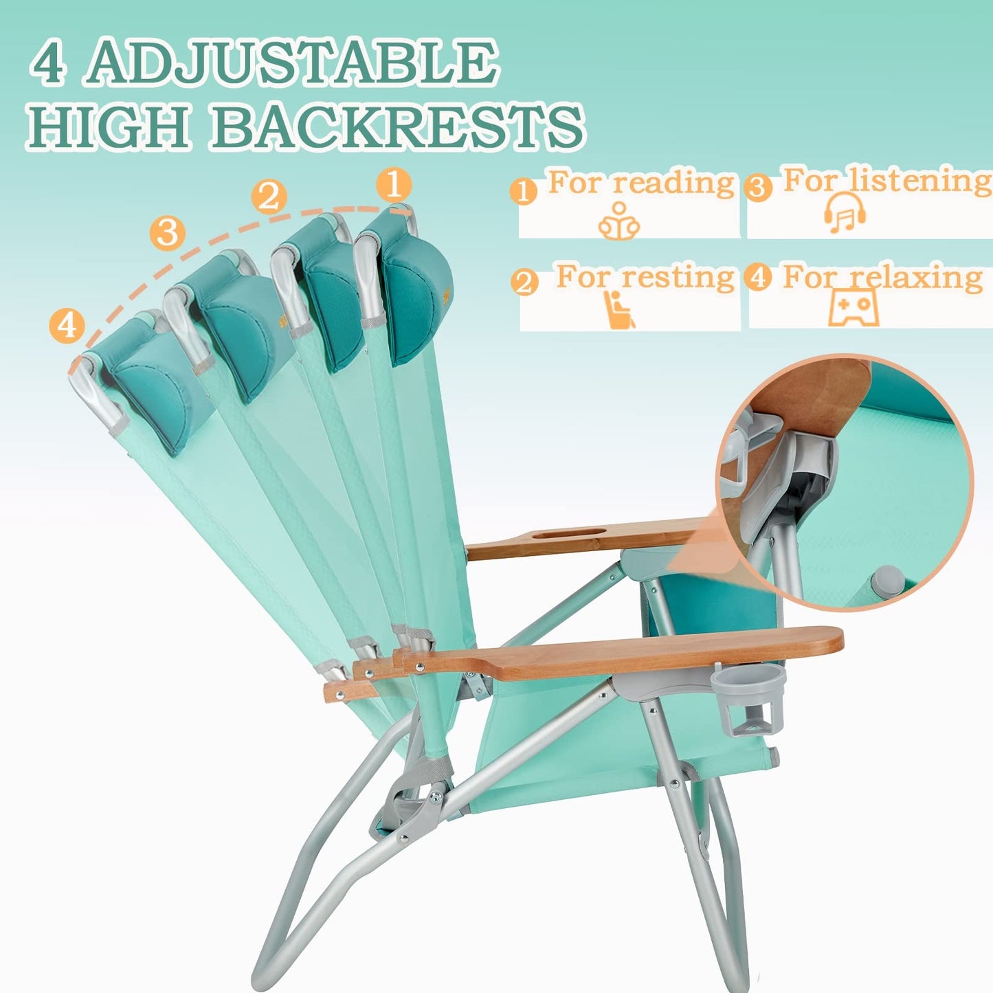 WEJOY 2-Pack Lightweight Portable Folding Beach Chair