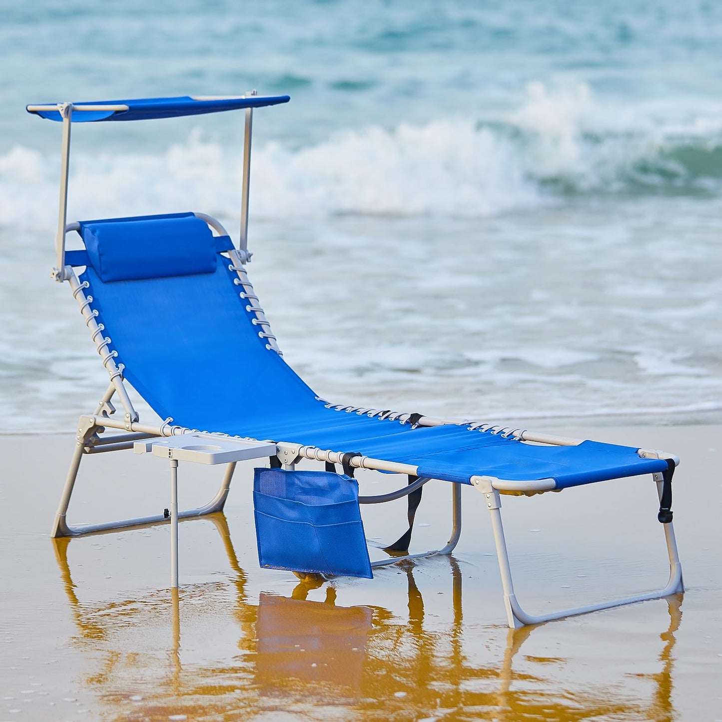 WEJOY Teslin Beach Lounge Chair Plus with Umbrella & Face Hole
