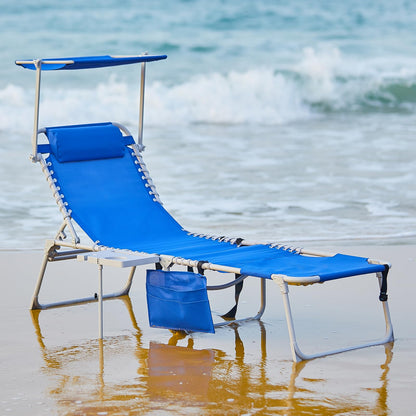 WEJOY Teslin Beach Lounge Chair Plus with Umbrella & Face Hole