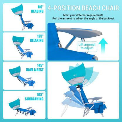 WEJOY WAVORA B10 PLUS Beach Chair with Canopy Shade