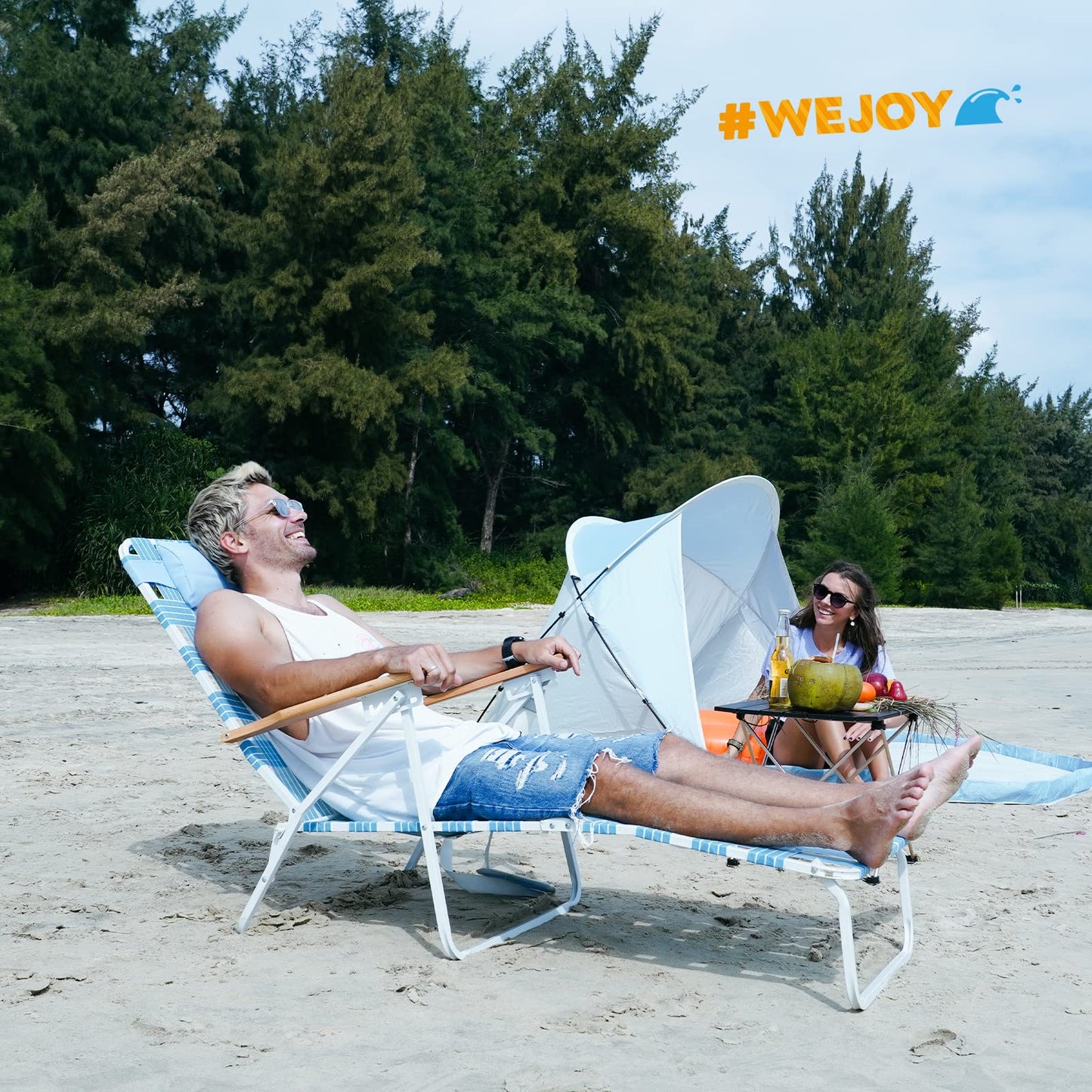 WEJOY 2 Pick Adjustable Folding Webbing Beach Chaise Lounge Chair