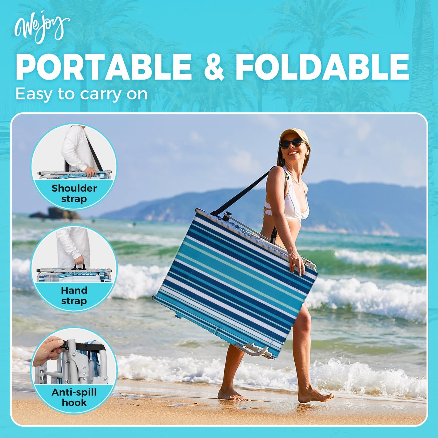 WEJOY Premium Adjustable Beach Lounge Chair Sun Loungers