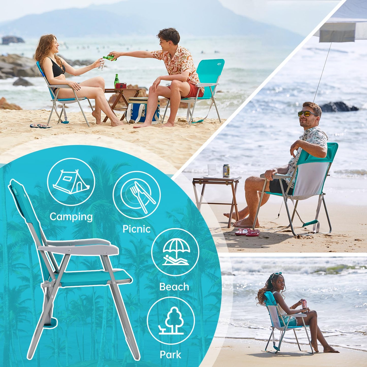 WEJOY Tall Beach Chair Tall Beach Chair ¡¸2024 New Color¡¹
