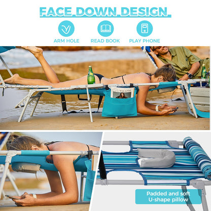 WEJOY Premium Adjustable Beach Lounge Chair Sun Loungers