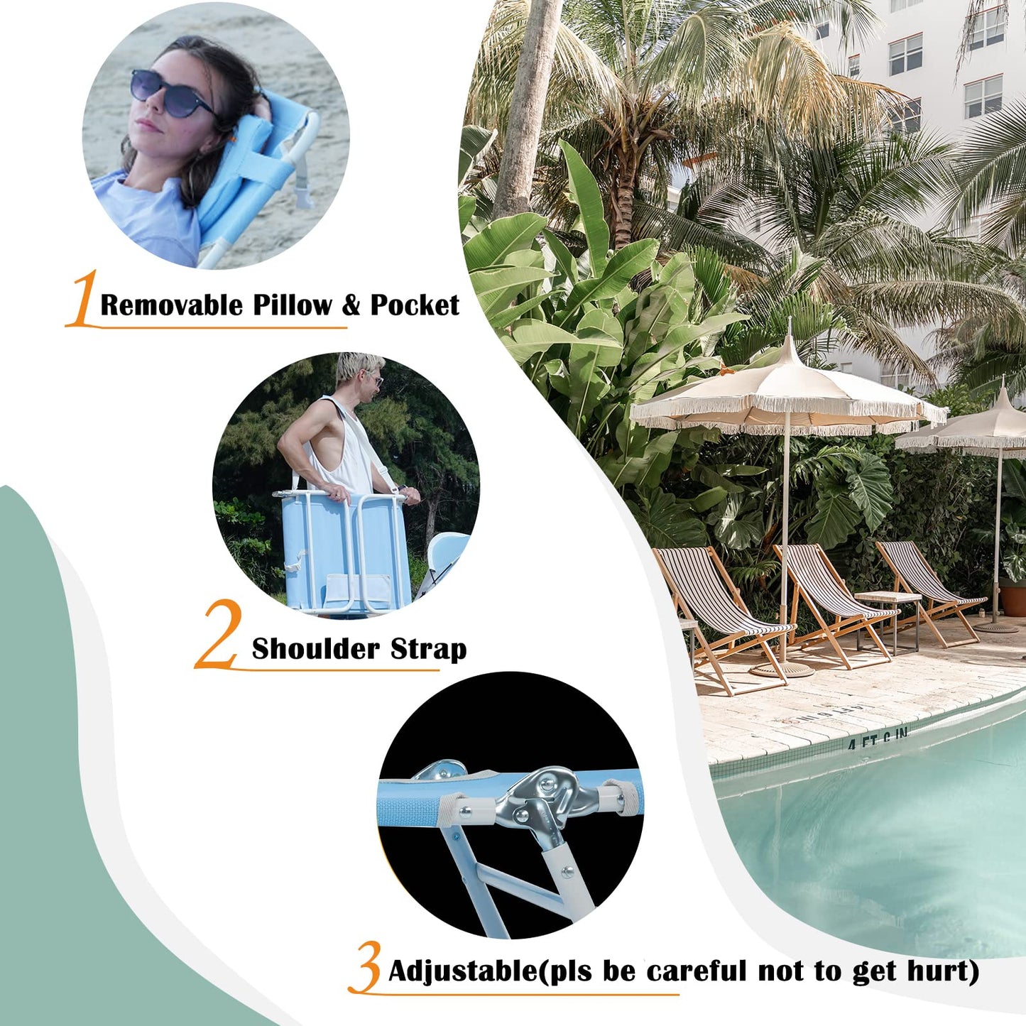 WEJOY Adjustable Tanning Sunbathing Lounge Chair With Face Down Hole