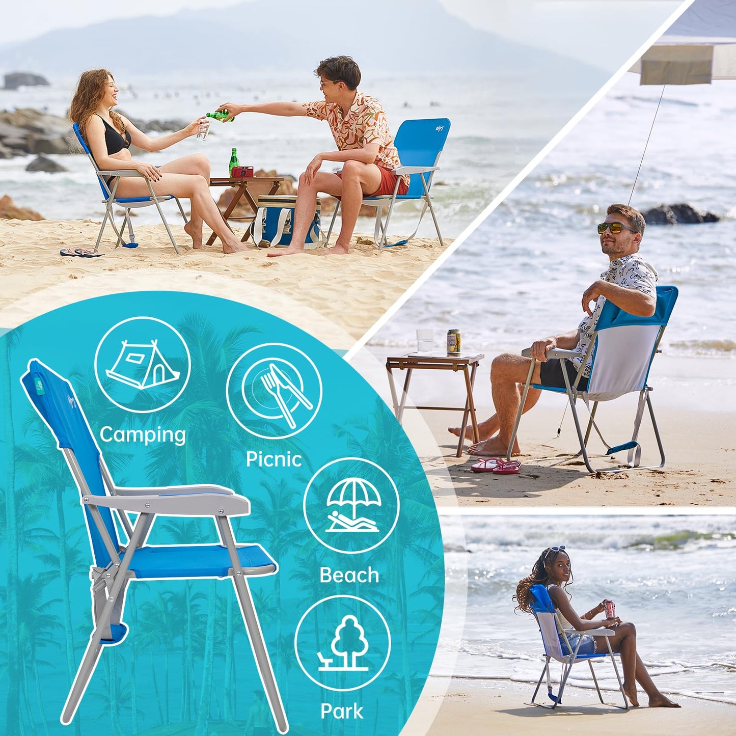 WEJOY Tall Beach Chair Tall Beach Chair ¡¸2024 New Color¡¹
