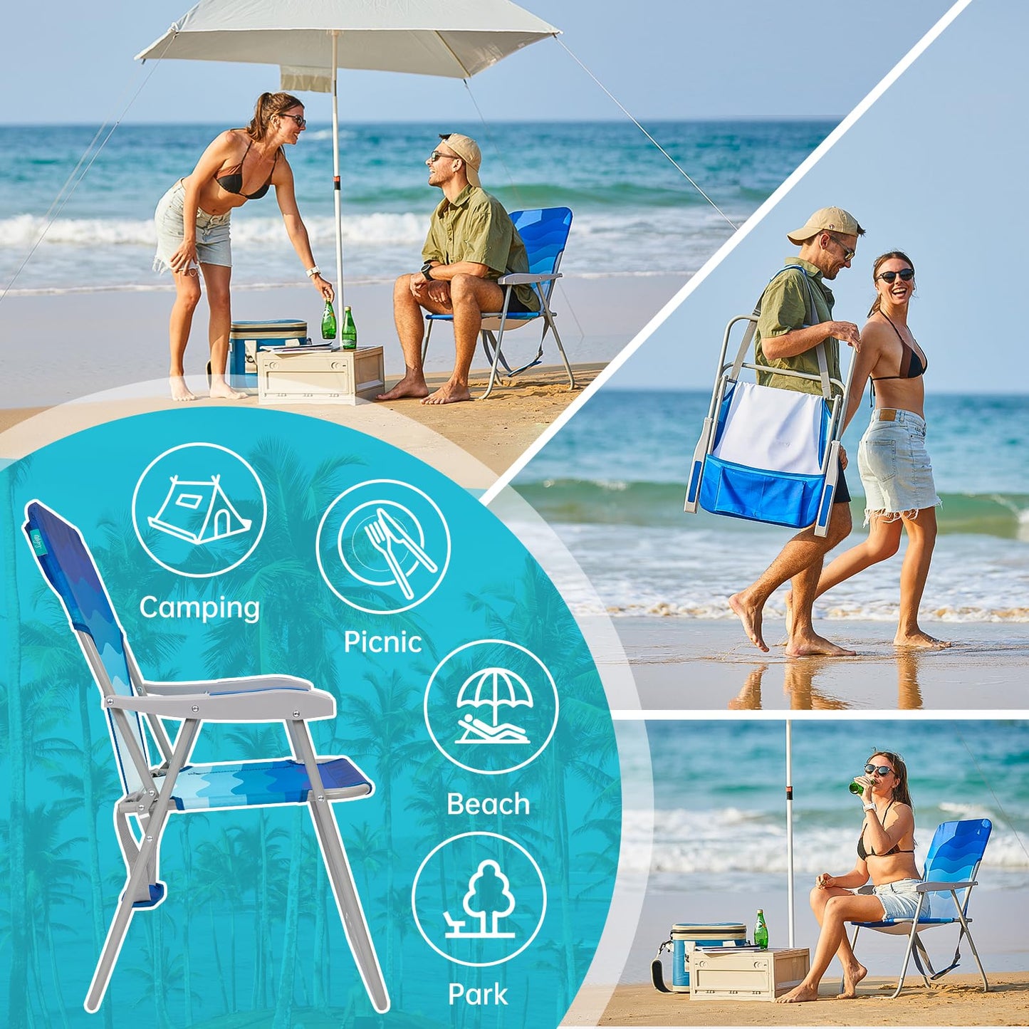 WEJOY Tall Beach Chair Tall Beach Chair ¡¸2024 New Color¡¹