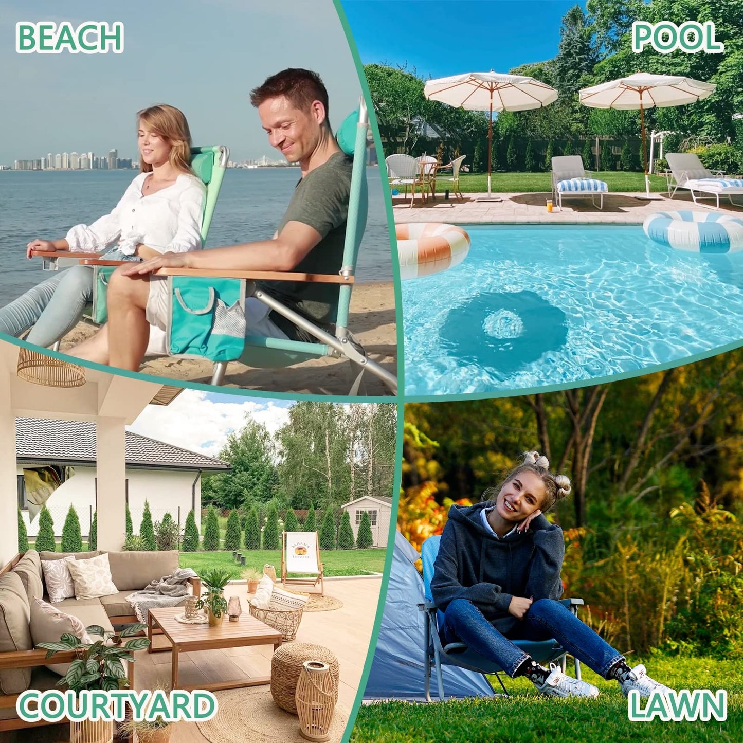 WEJOY 2-Pack Lightweight Portable Folding Beach Chair