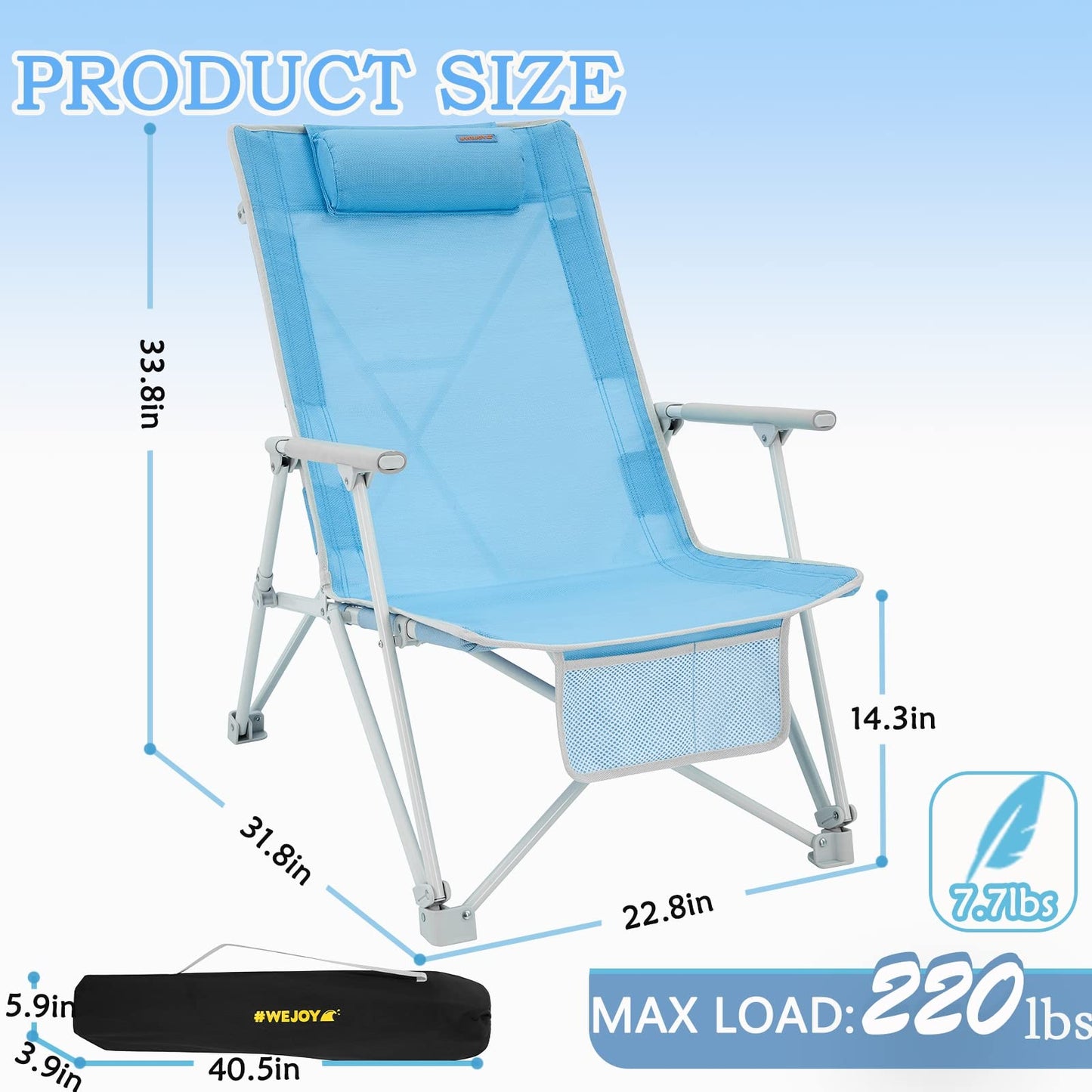 WEJOY 2 Pack Portable High Back Folding Beach Chair