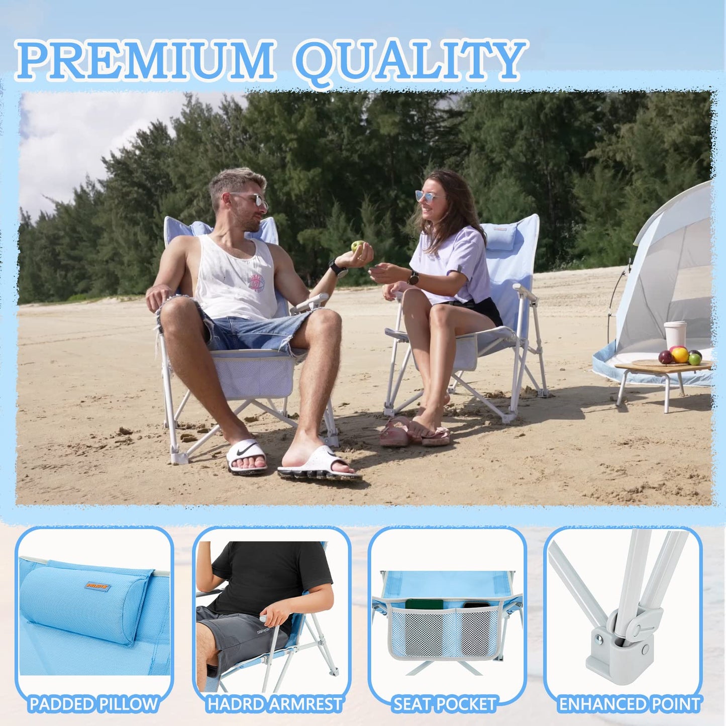 WEJOY 2 Pack Portable High Back Folding Beach Chair