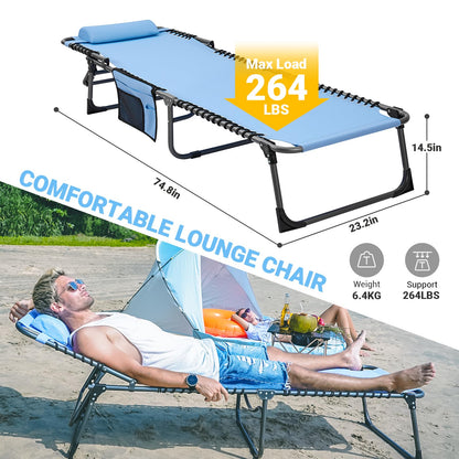 WEJOY Adjustable 4-Position Trifold Portable Outdoor Chaise Lounge Chair