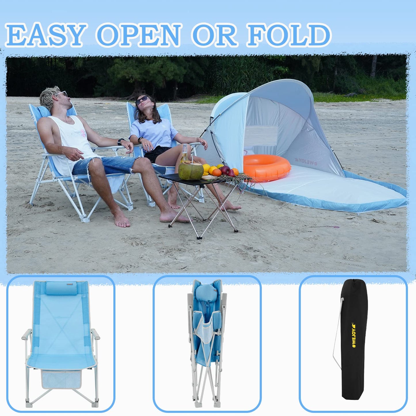 WEJOY 2 Pack Portable High Back Folding Beach Chair