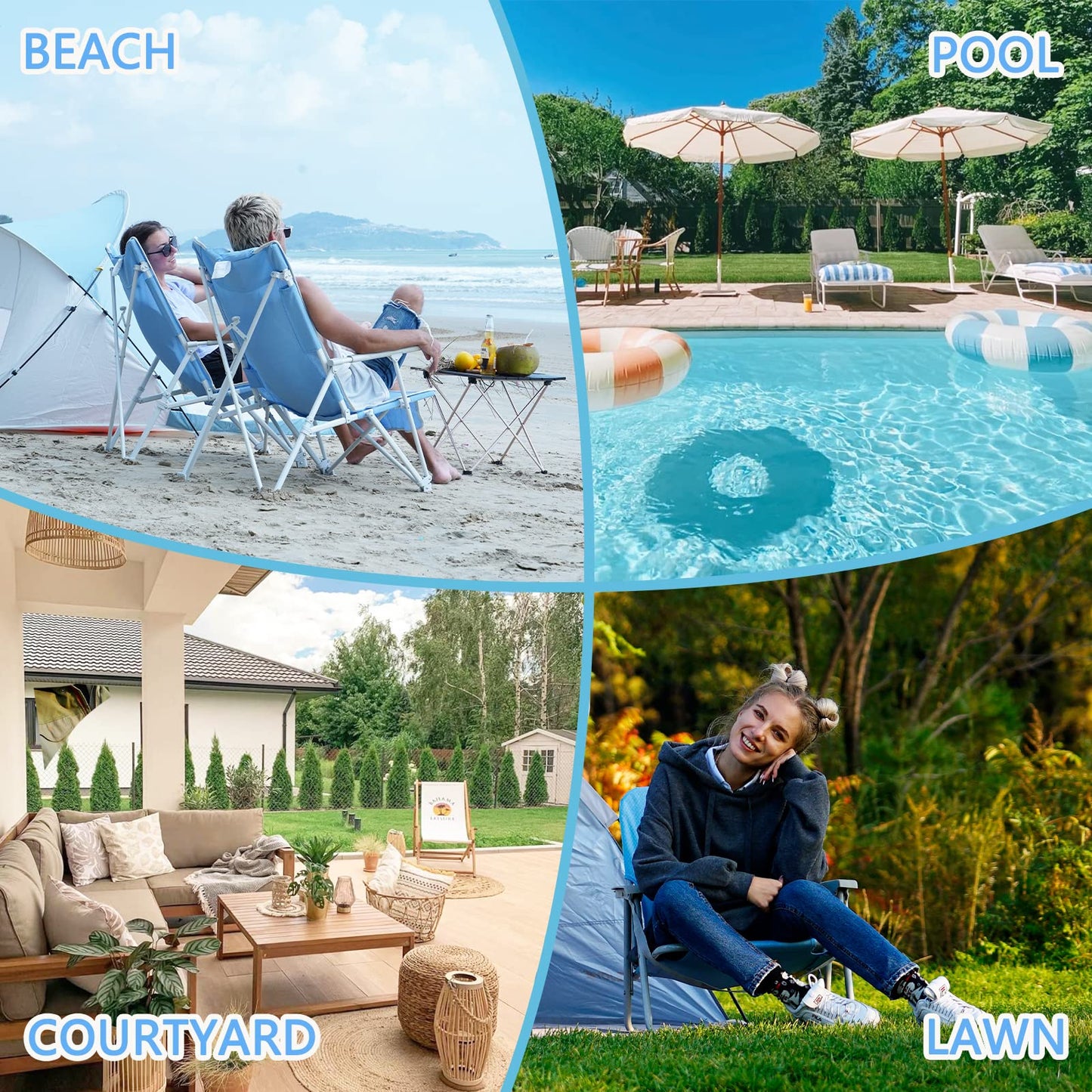 WEJOY 2 Pack Portable High Back Folding Beach Chair