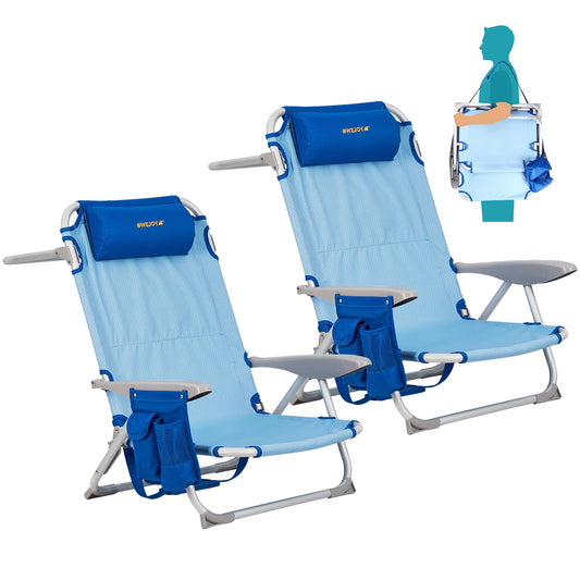 WEJOY Adjustable 4 Position Reclining Low Seat Folding Beach Chair