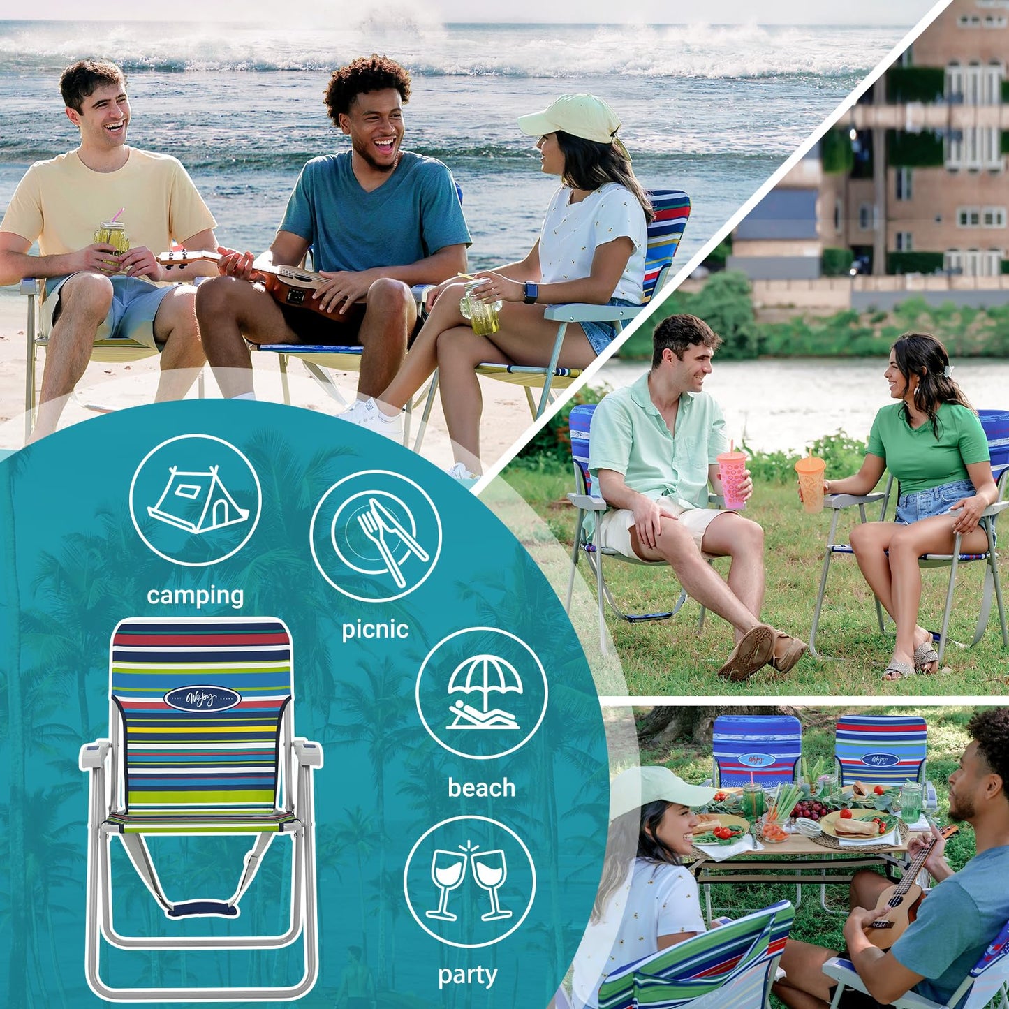WEJOY Portable Folding High Back Lawn Beach Chair