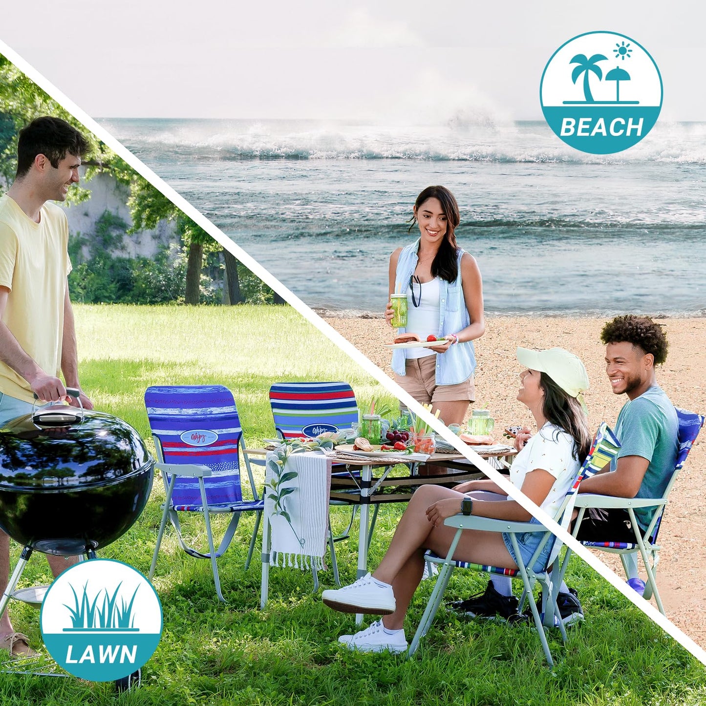 WEJOY Portable Folding High Back Lawn Beach Chair