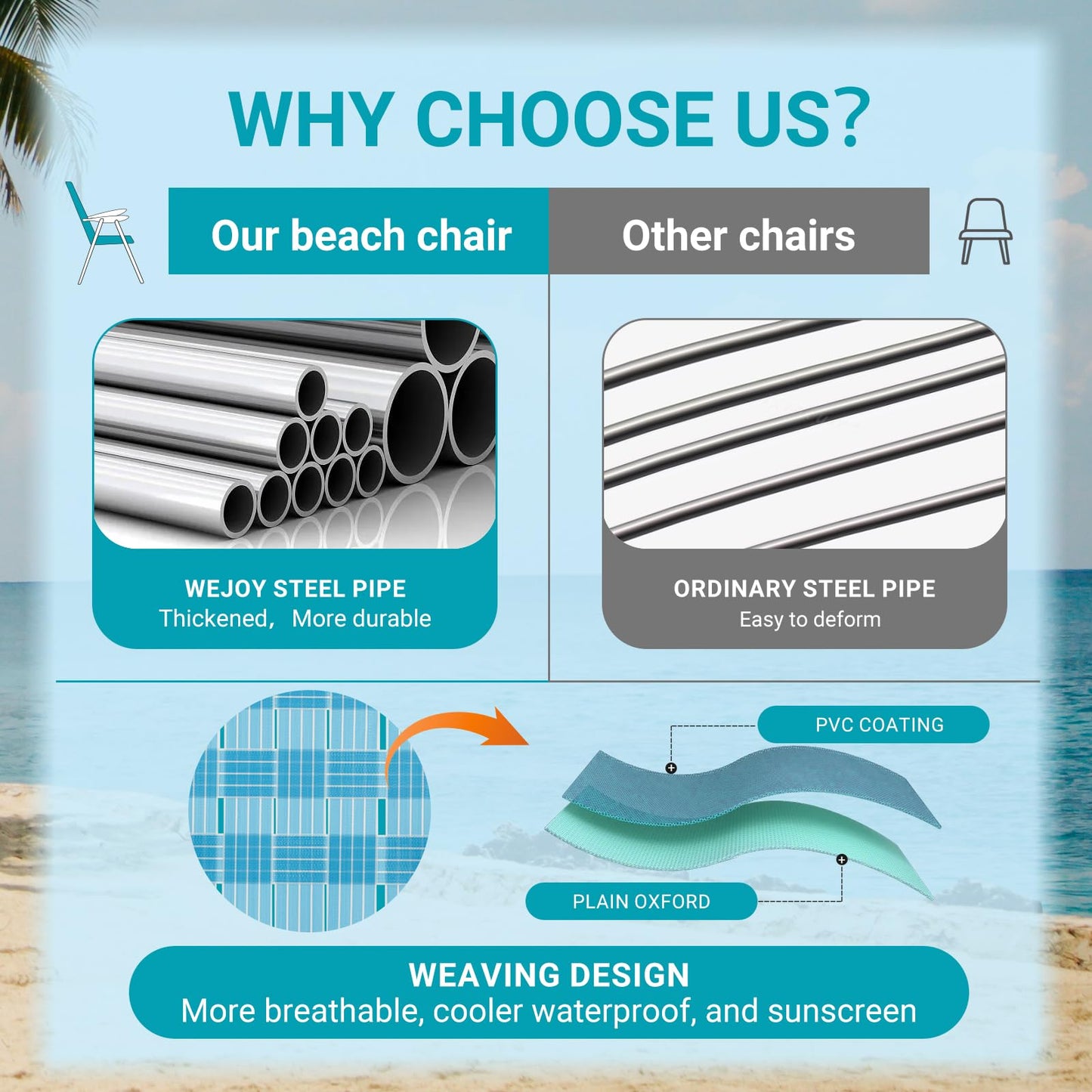 WEJOY Outdoor Folding Webbed Lawn Beach Chair