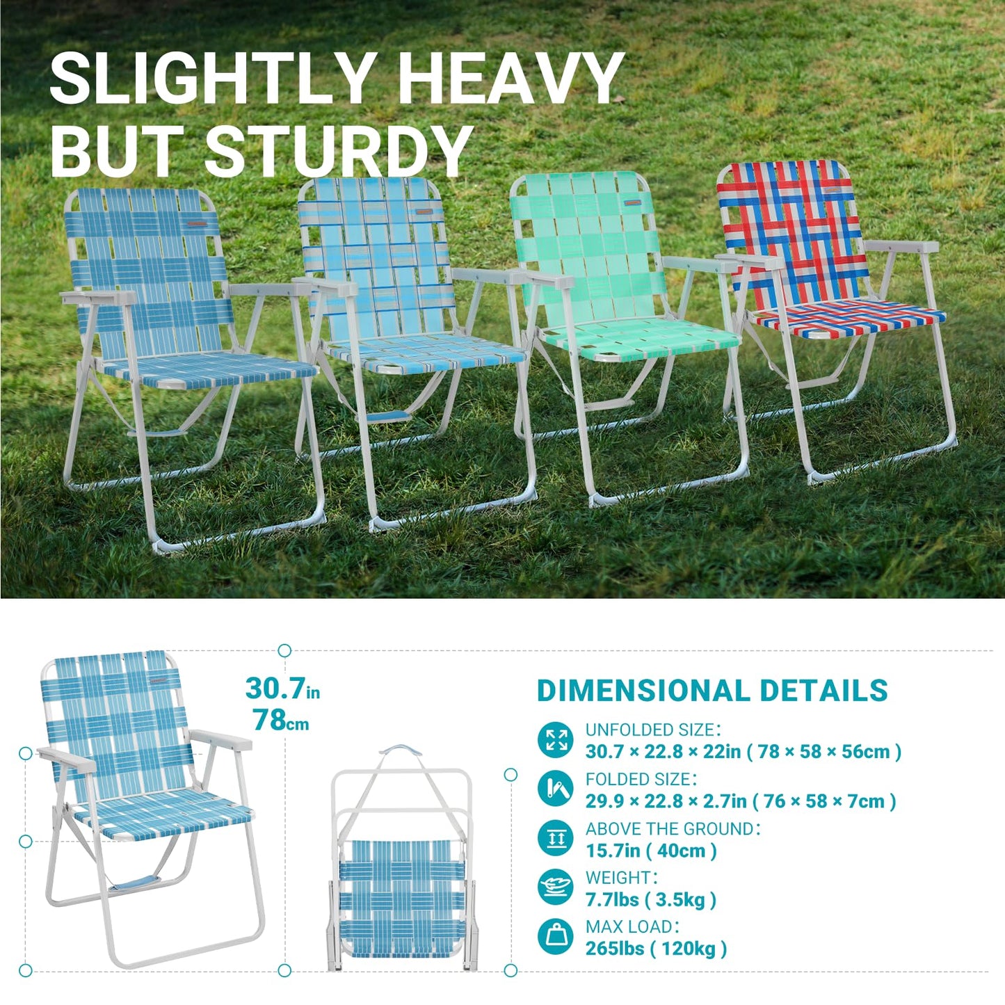 WEJOY Folding Lightweight Webbed Lawn Beach Chair