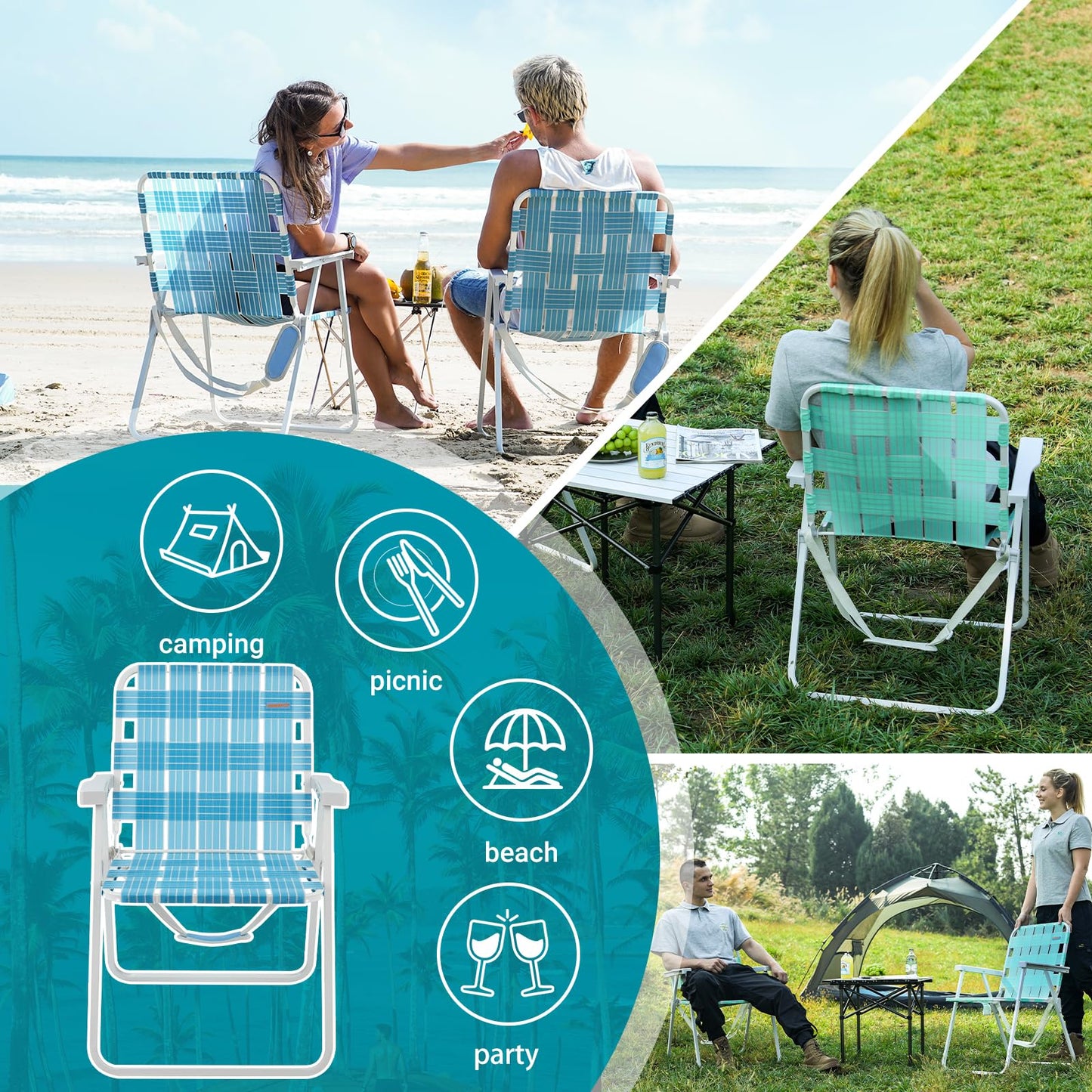 WEJOY Folding Lightweight Webbed Lawn Beach Chair